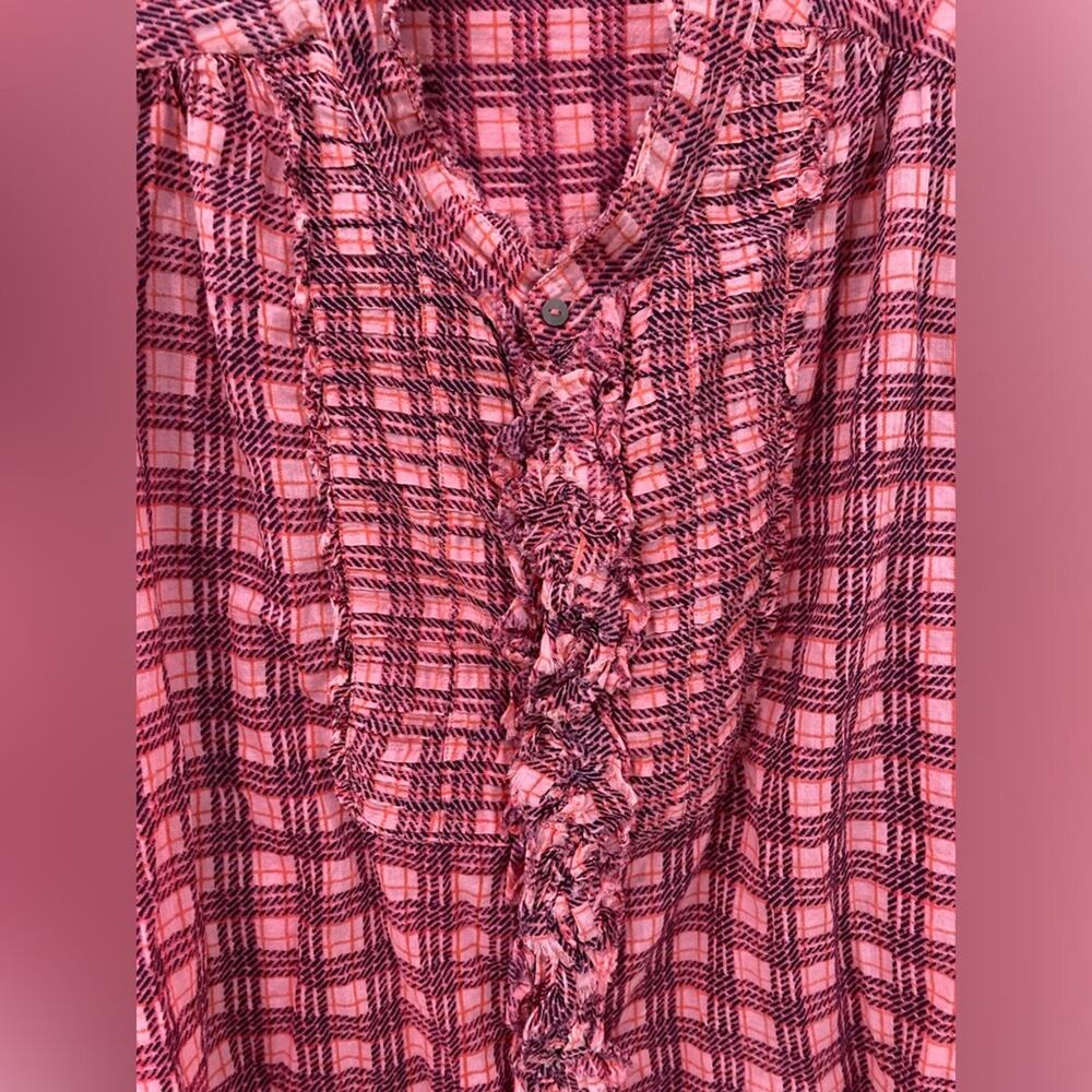 Free people, blouse‎ button down, fuchsia, pink size, small, long sleeve - Picture 3 of 9